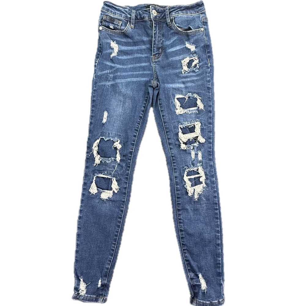 Judy Blue Skinny Jeans Womens‎ 5/27 Blue Distressed Ripped Destroyed JB8864